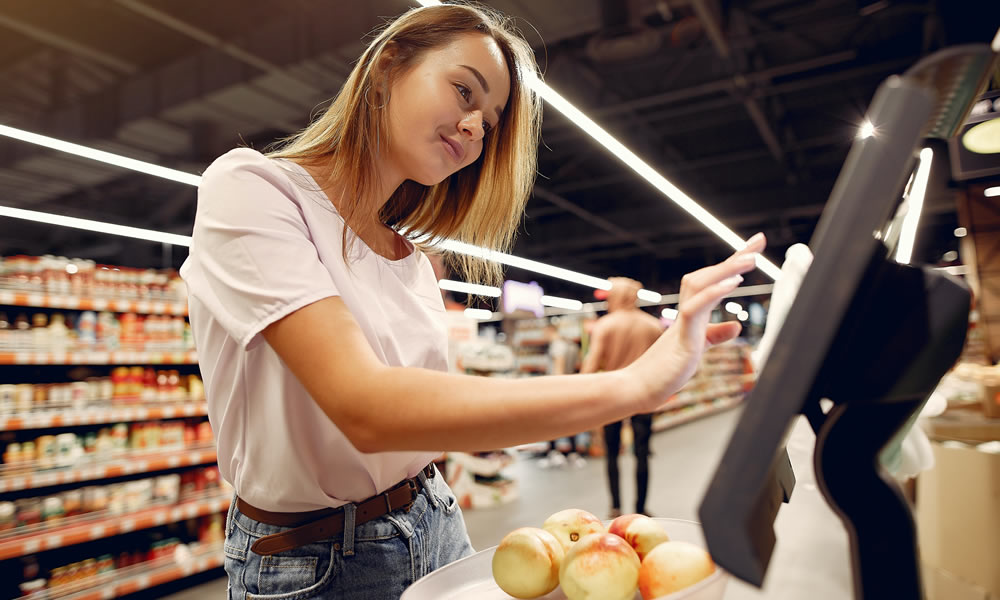 Buying apples in a supermarket